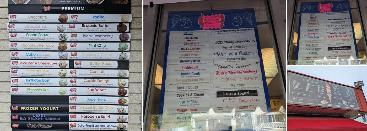 Main Ave Ice Cream Menu