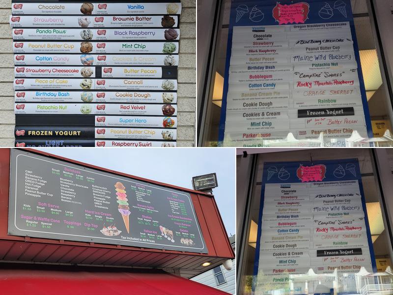 Main Ave Ice Cream Menu