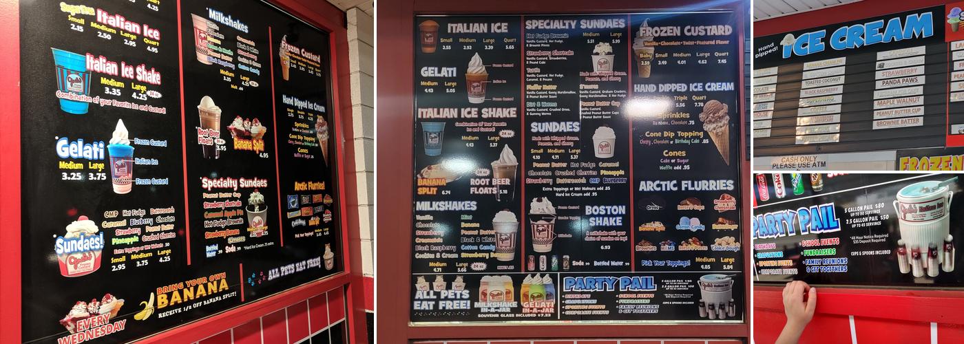 Josie’s Frozen Custard & Italian Ice Menu