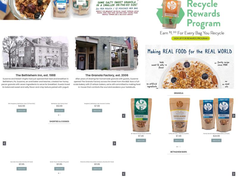 Granola Factory Menu