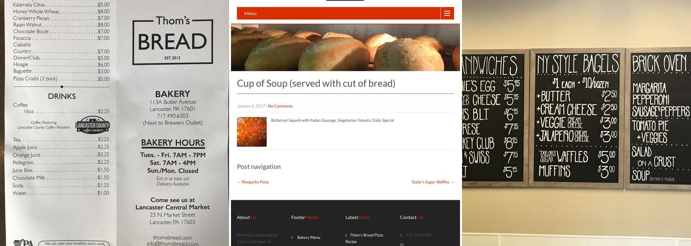 Thom's Bread Menu