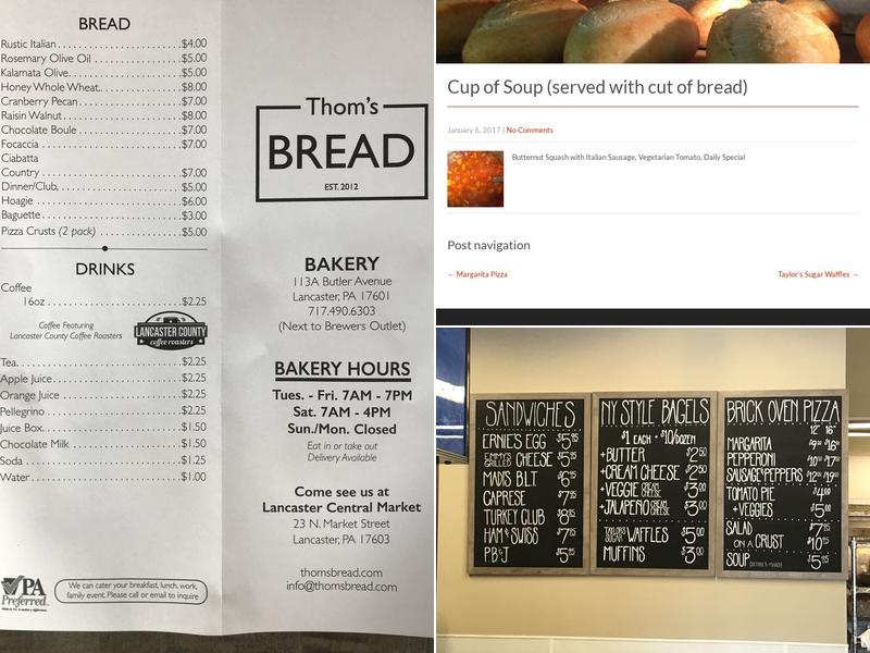 Thom's Bread Menu