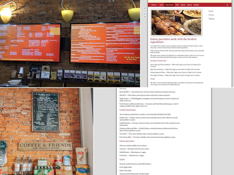 La Dolce Vita Courthouse Bakery Menu