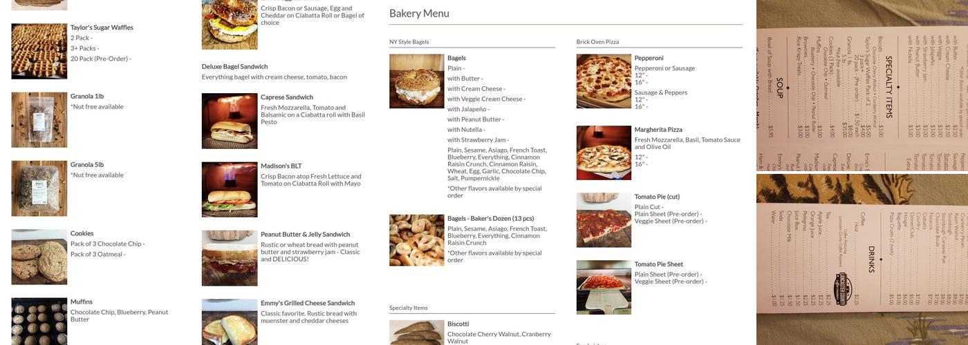 Thom's Bread Bakery Menu