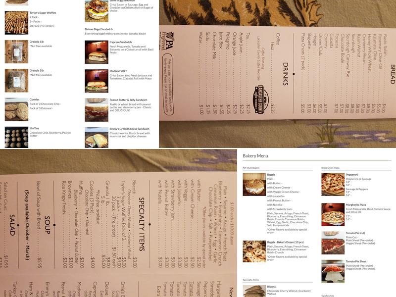 Thom's Bread Bakery Menu