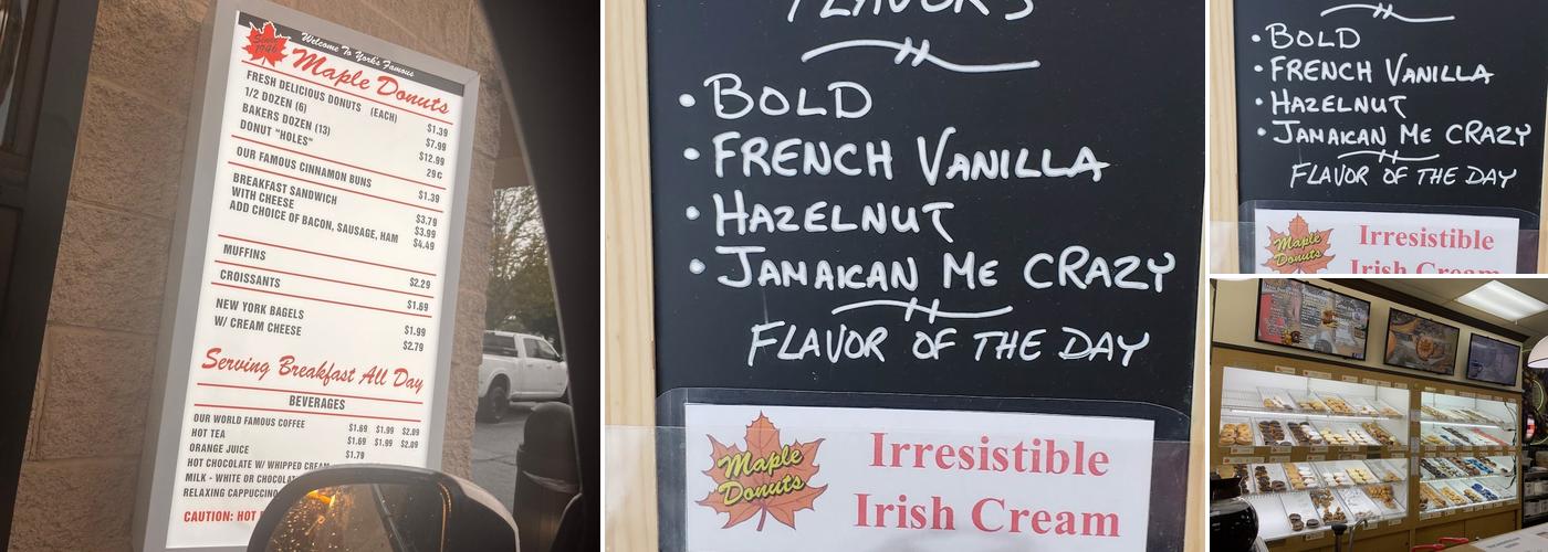 Maple Donuts Menu