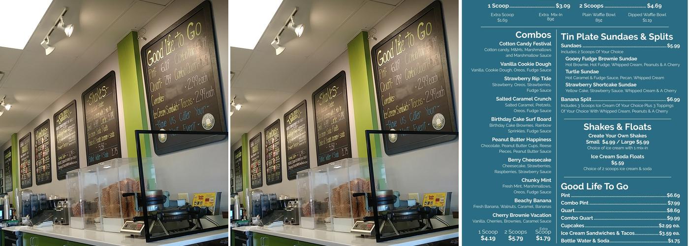 Good Life Ice Cream & Treats Menu