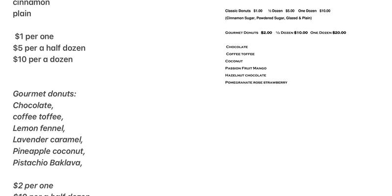 Evanilla Menu