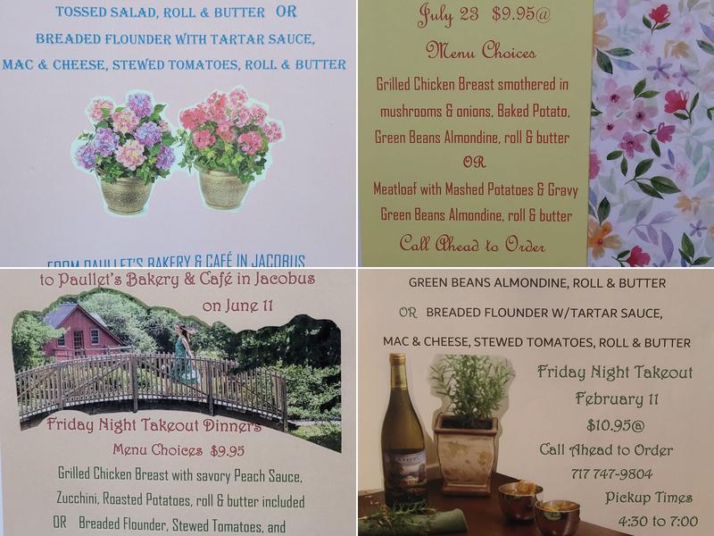 Paullet's Bakery Menu