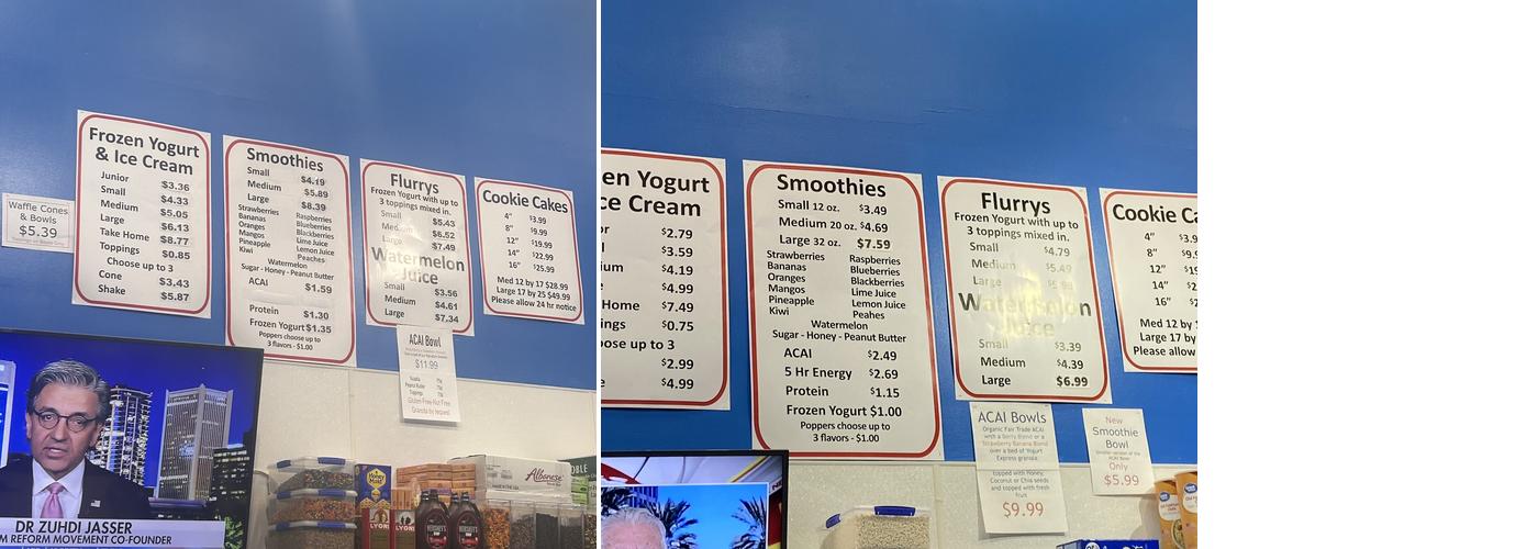 Yogurt Express Menu