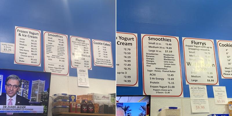 Yogurt Express Menu