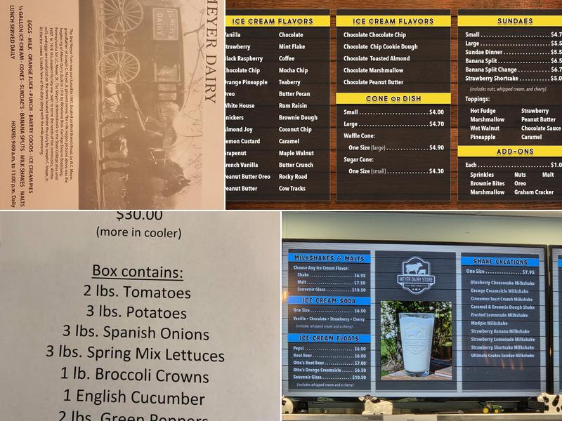 Meyer Dairy Store Menu