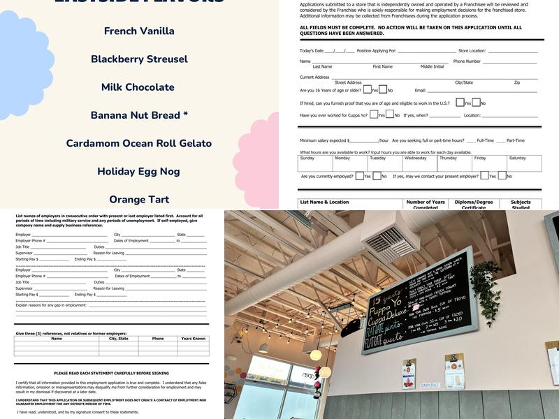 Cuppa Yo Frozen Yogurt Westside Menu