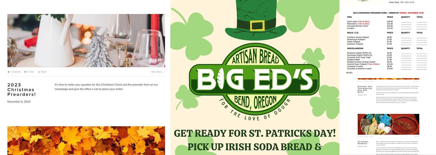 Big Ed's Artisan Bread Menu