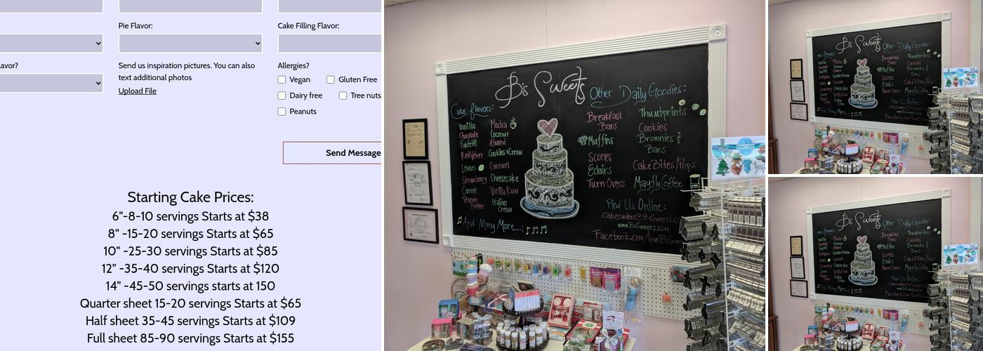 B's Sweets Menu