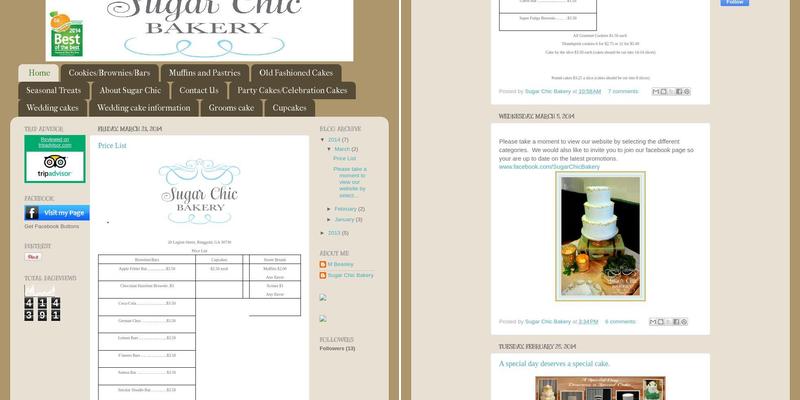 Sugar Chic Bakery Menu