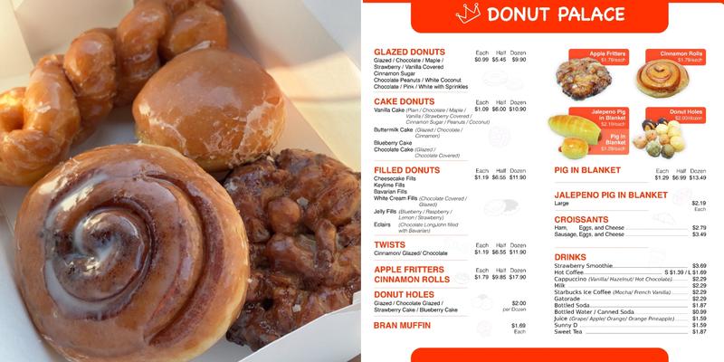 Donut Palace Menu