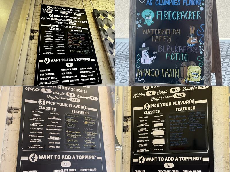 Clumpies Ice Cream Co. Menu