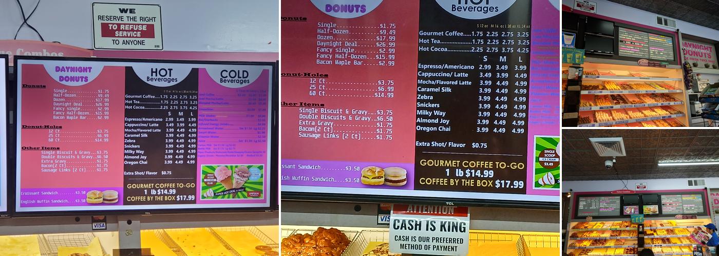 Daynight Donuts Menu