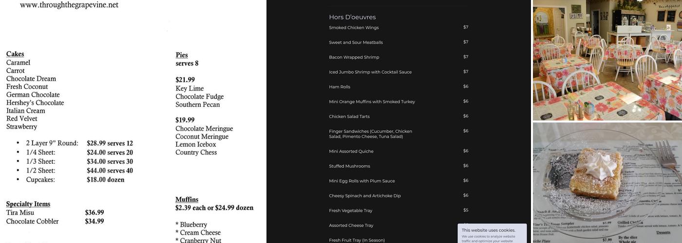 Through The Grapevine Menu