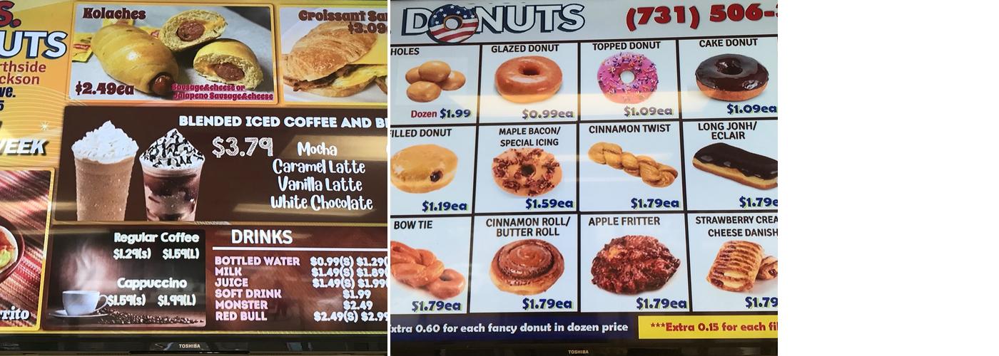 U.S. DONUTS Jackson Menu