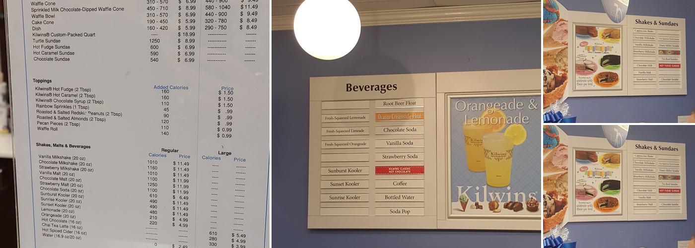 Kilwins Franklin Menu