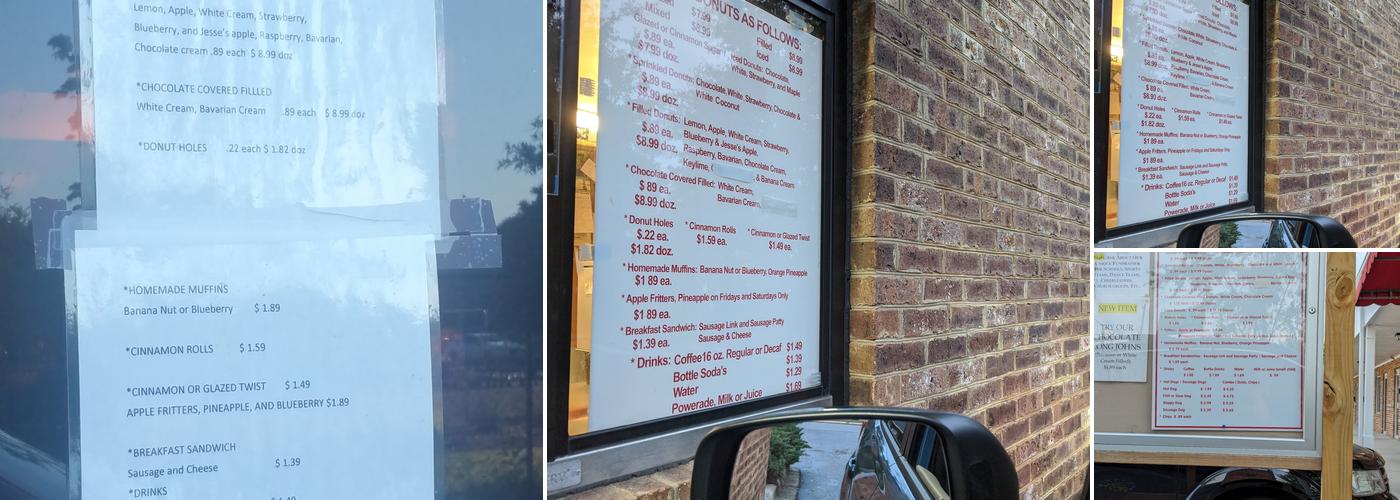 Murray's Donuts Menu