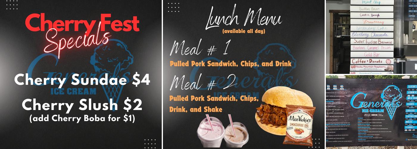Generals Ice Cream Menu