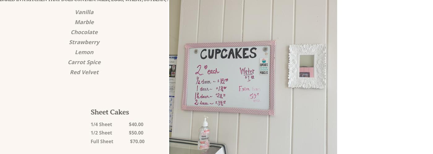 The Cakewalk Cakery Menu
