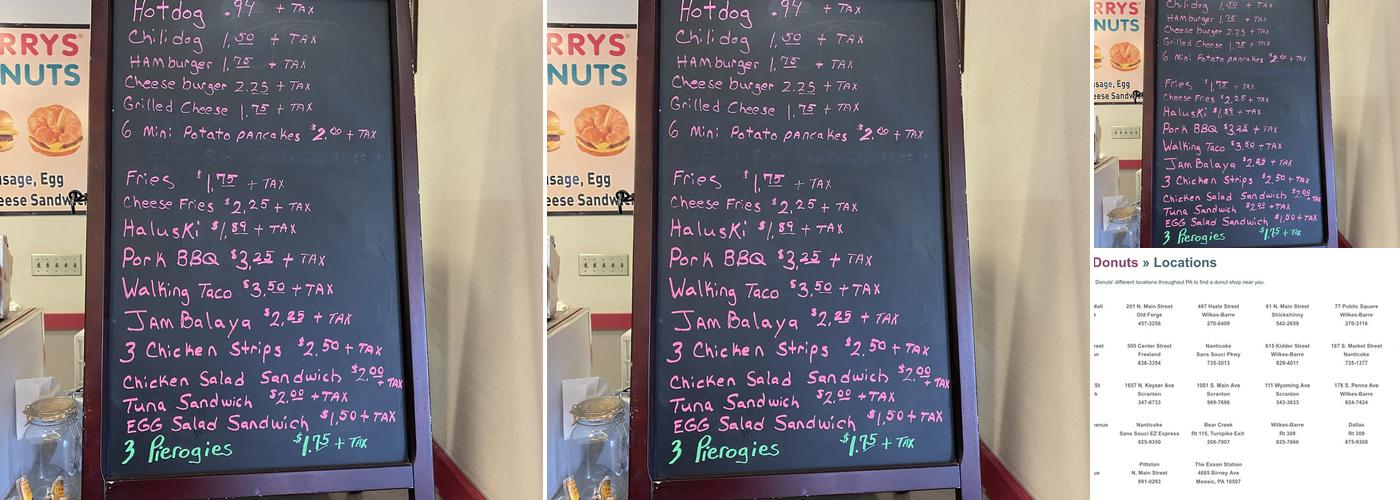 Currys Donuts Menu