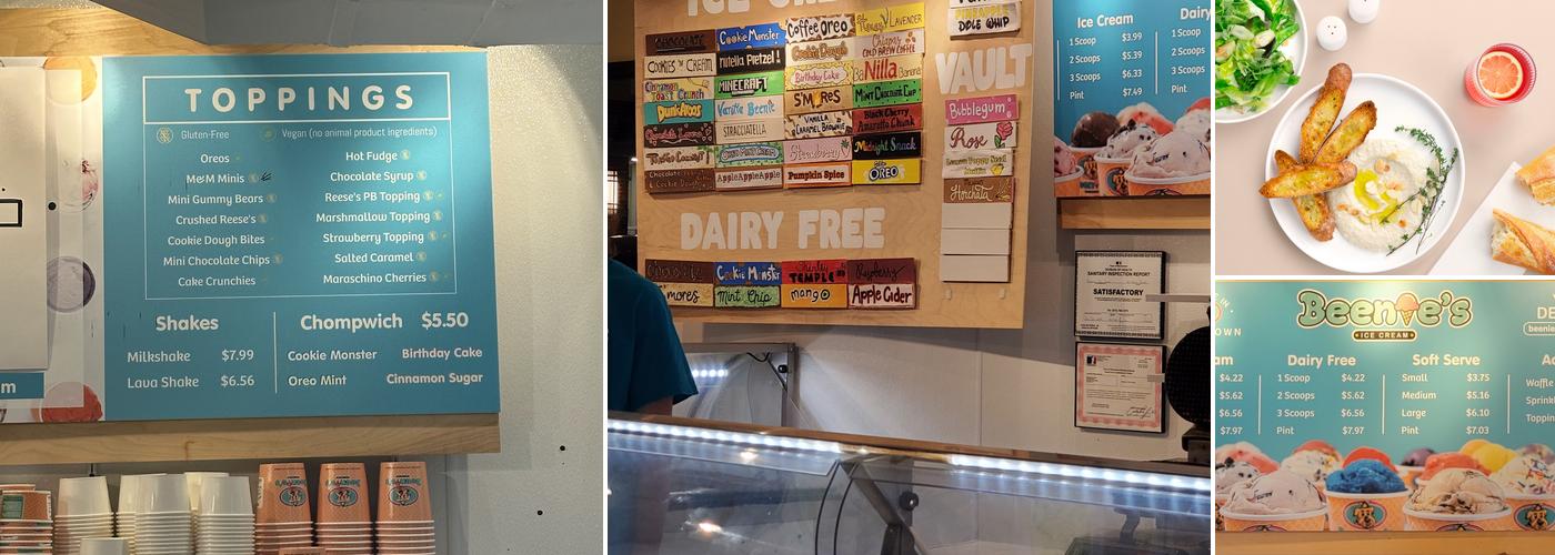 Beenie's Ice Cream Menu