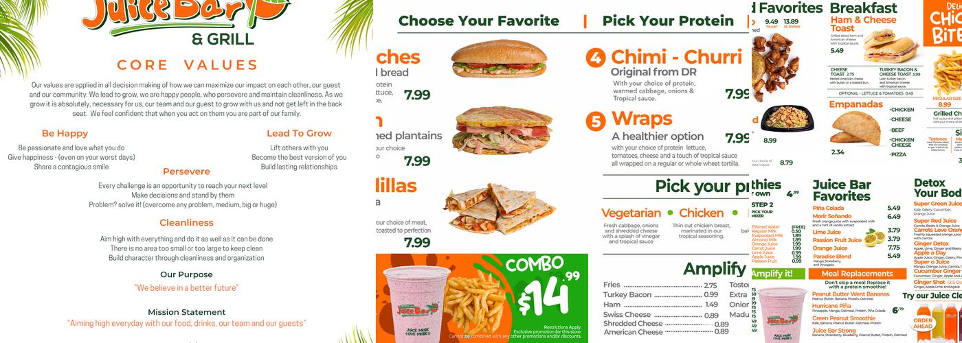 Tropical Juice Bar Menu