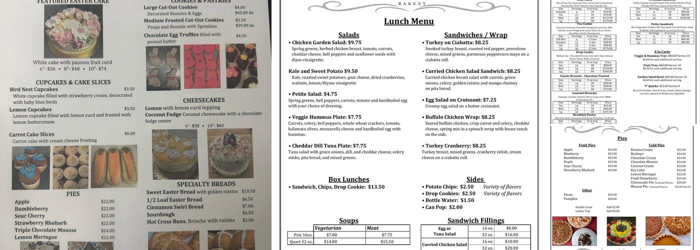 The West Side Bakery Menu