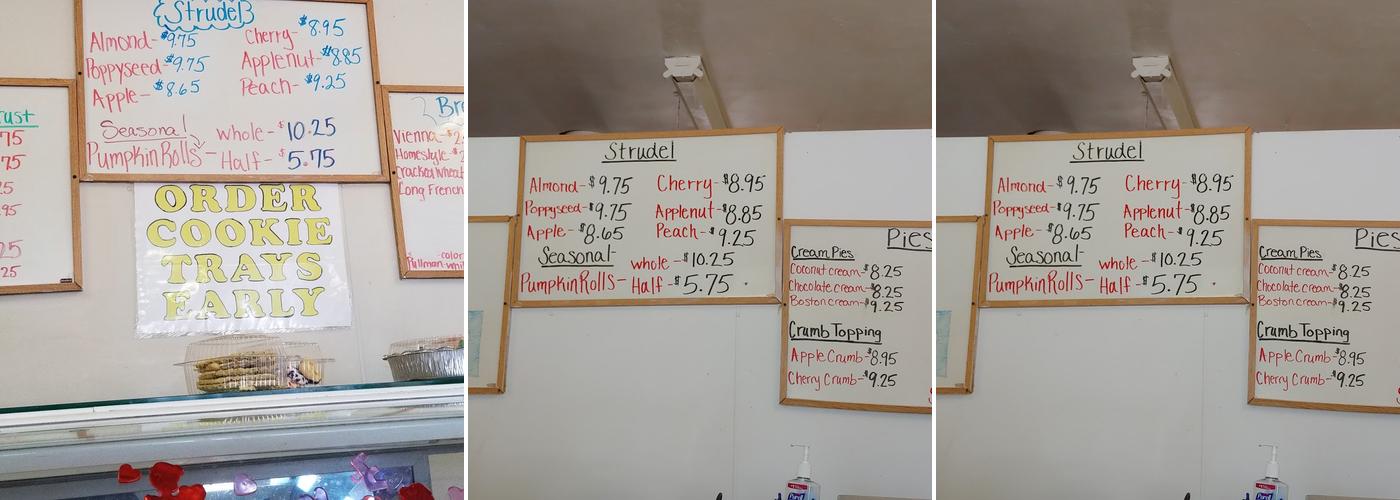 Vincent's Bakery Menu