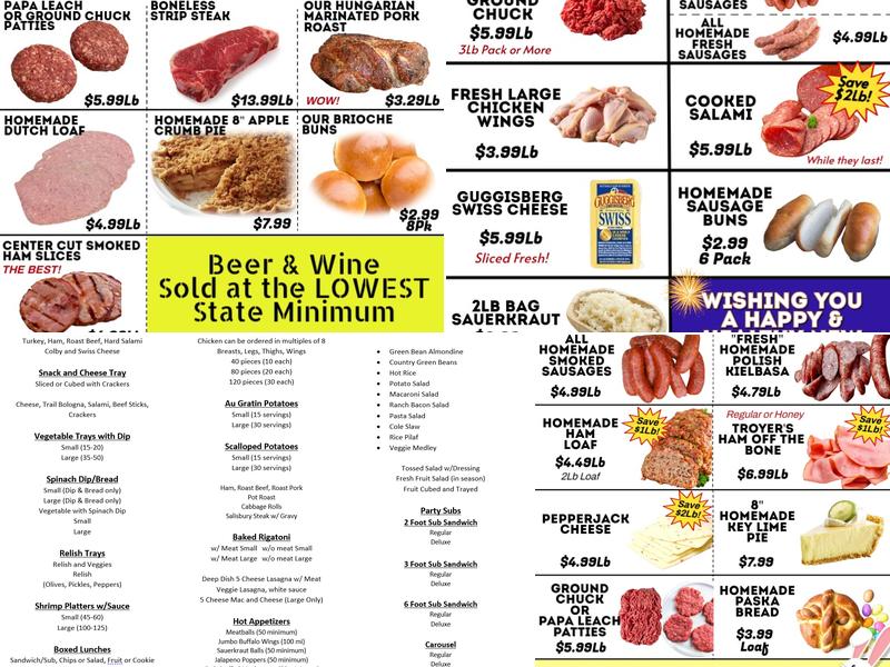 Leach's Bakery Menu