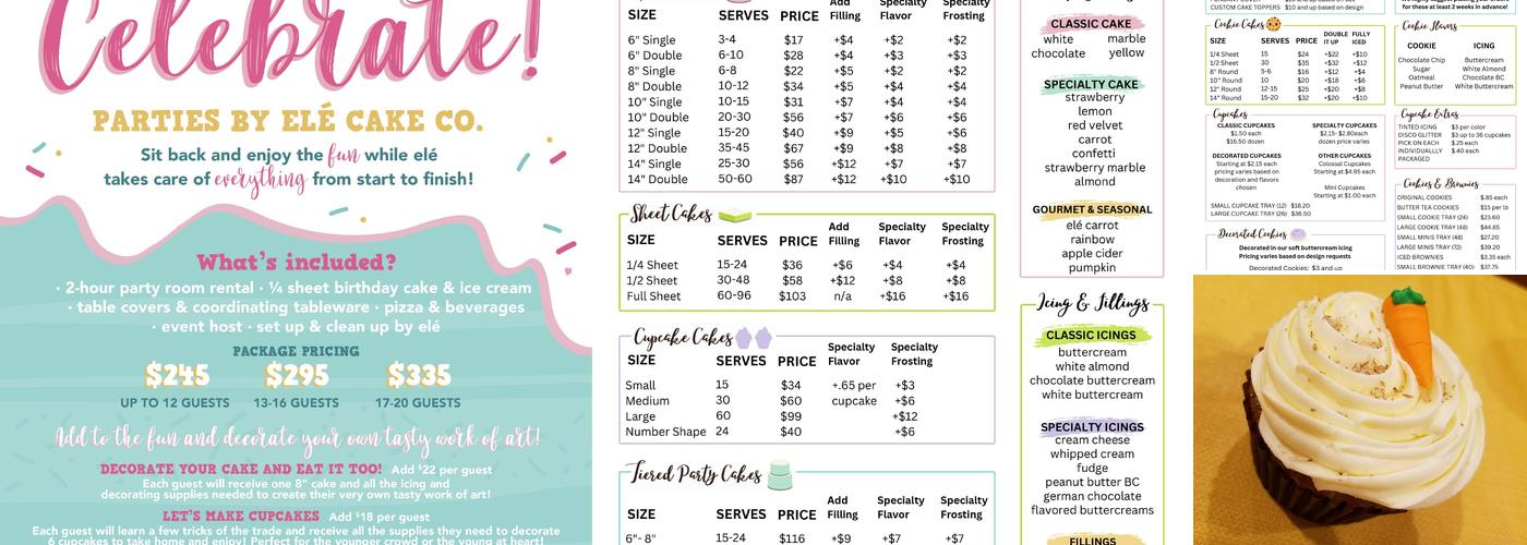elé Cake Co Menu