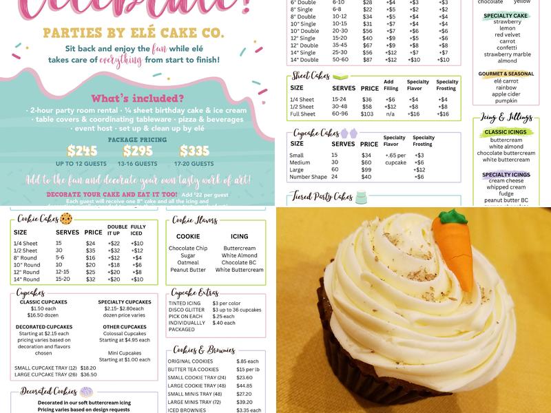 elé Cake Co Menu