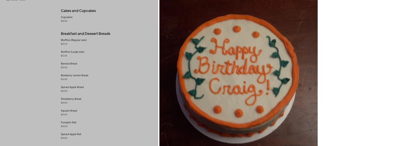 The Happy Little Baker Menu