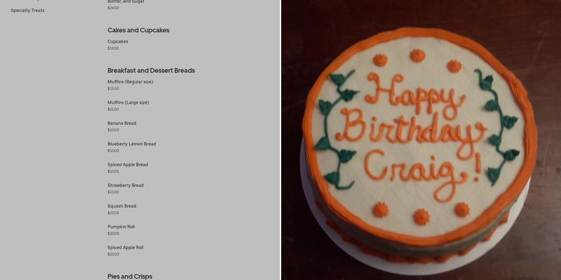 The Happy Little Baker Menu