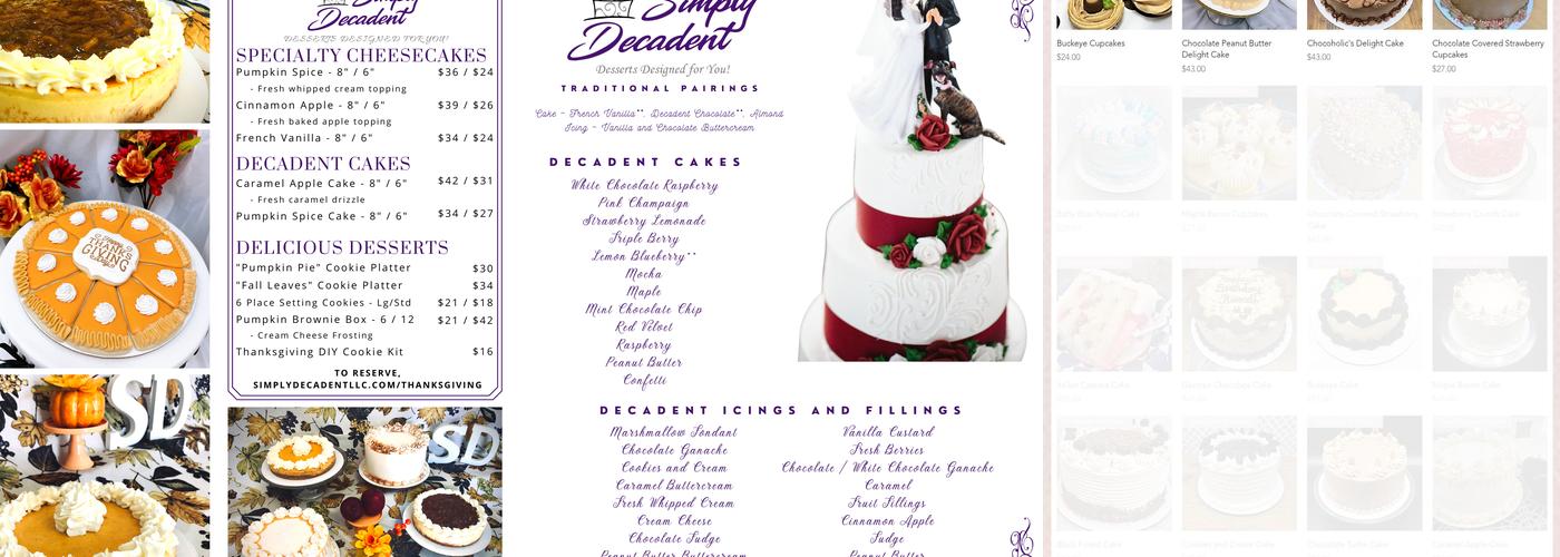 Simply Decadent Menu