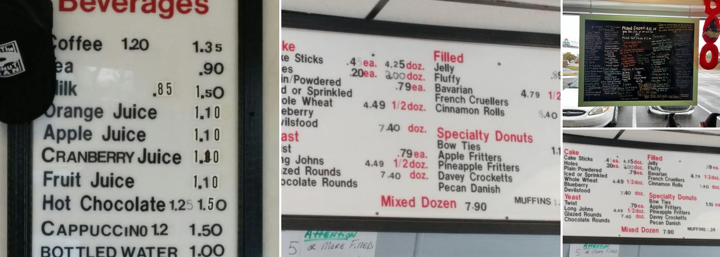 Stan the Donut Man Menu