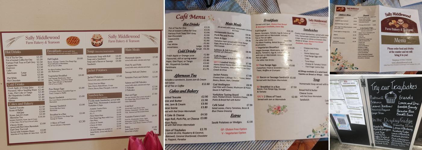 Sally Middlewood Farm Bakery & Tea Room Menu