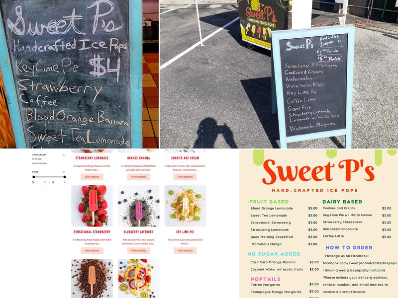 Sweet P's Handcrafted Ice Pops Menu