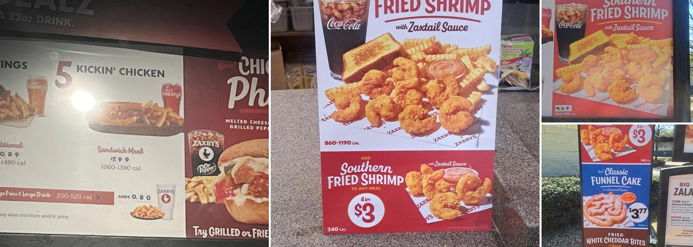 Zaxbys Chicken Fingers & Buffalo Wings Menu