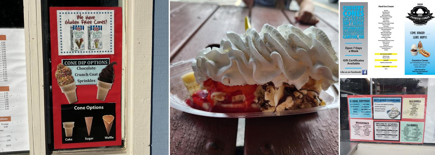 Country Cones Menu