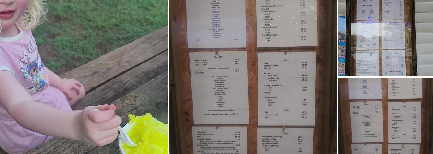 T C's Shaved Ice Menu