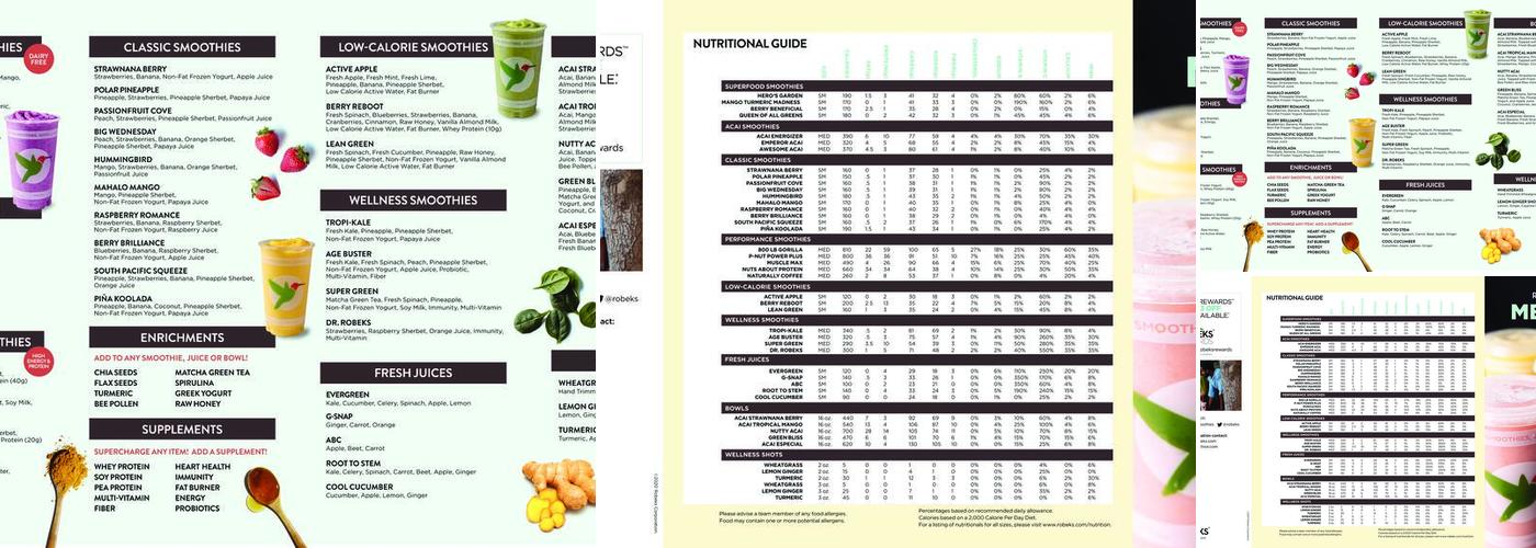 Robeks Fresh Juices & Smoothies Menu
