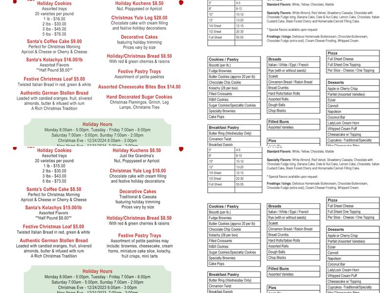 Breads & Beyond Bakery Menu