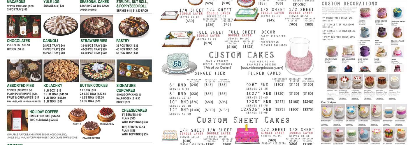 Michael Angelo's Bakery Menu