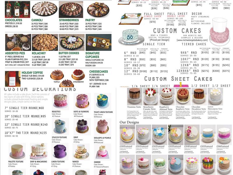 Michael Angelo's Bakery Menu